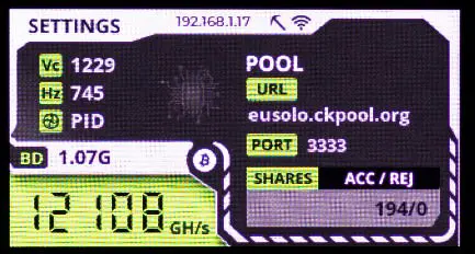 Schermata 2 — Impostazioni e Stato della Pool